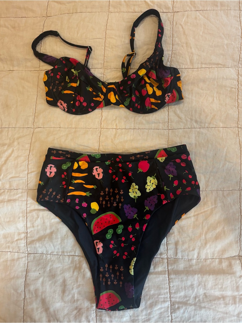 Lisa Says Gah x OOKIOH High-waisted Bikini Set with Fruit Print